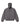 A dark gray hooded jacket with a full front zipper, elasticized cuffs and hem, and zippered hand pockets, shown flat against a light gray background.